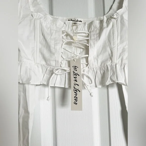 NWT For love and Lemons Heather Long Sleeve Corset Top size XXS white - Picture 10 of 14
